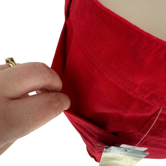 Pendleton Women’s 16P PETITE Linen Fiesta Red High Rise Wide Leg Crop Pants READ - Picture 9 of 16